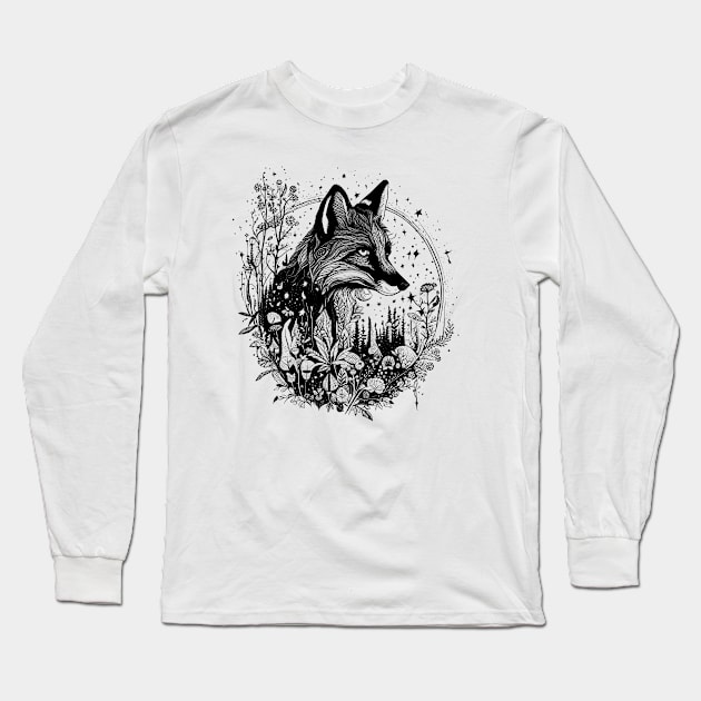 Fox linework Long Sleeve T-Shirt by Northern-Lights